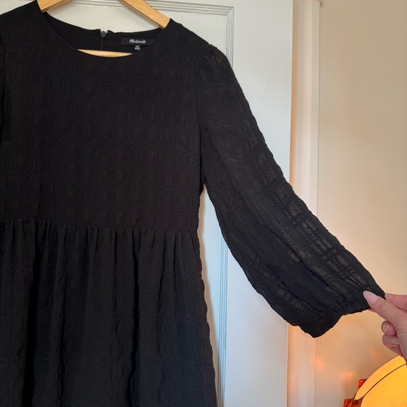 Madewell sheer textured lined black mini dress - Picture 3 of 6